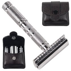 Parker A1R 4-Piece Travel Säkerhetsrakhyvel i läderfodral